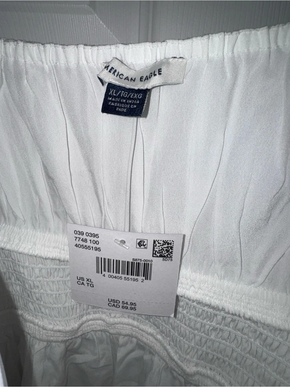 NWT American Eagle Outfitters White Smocked Peasant Milkmaid Flutter Mini Dress - Picture 3 of 3